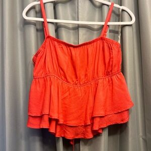 Pick 3 for $15 Altard state tank top crop ruffles tie back orange L 0411 red